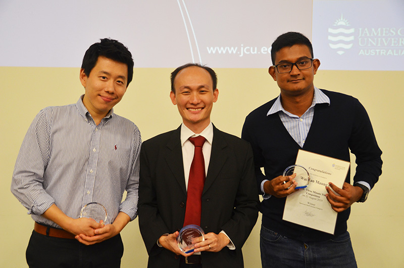 The winners of the competition — Mr Chang Hee (Jayden) Kim, Dr Chan Kai Qin, Mr Wai Yan Maung Oo (Wymo)