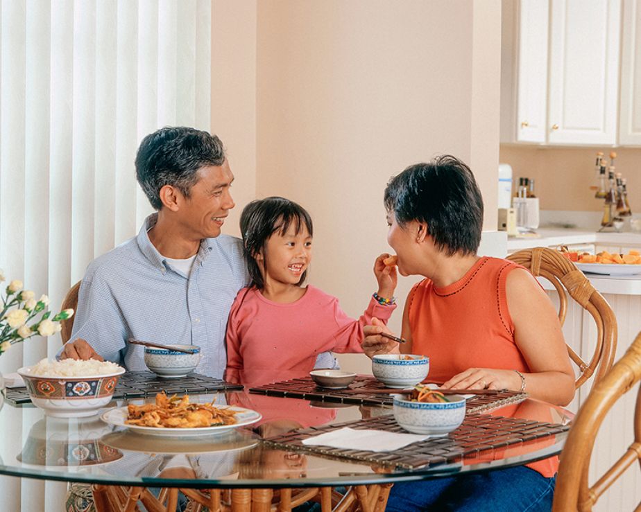 happy family dining