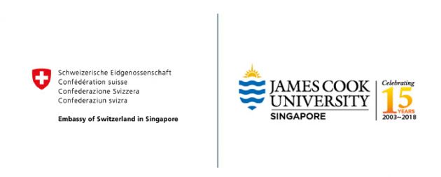 embassy of Switzerland in Singapore and JCU Singapore logos